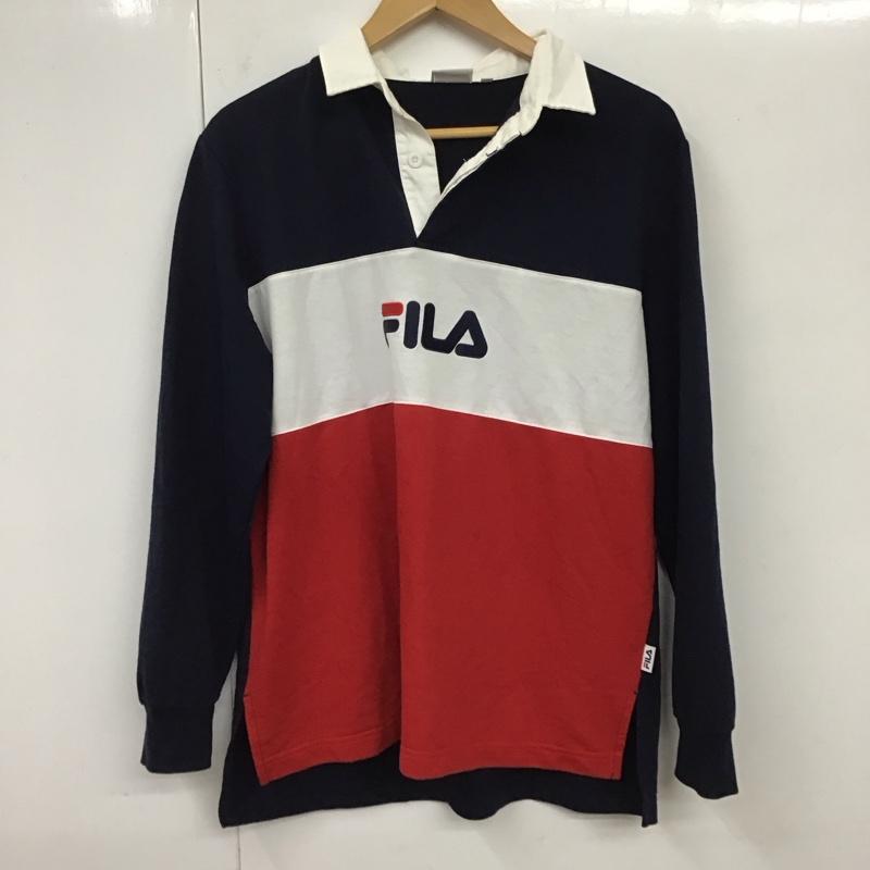 フィラ FILA ポロシャツ 長袖 FL5234 ラガーシャツ FREE ロゴ、文字 白 / ホワイト / X 紺 / ネイビー / X 赤 / レッド /  レディース USED 古着 中古 10119587