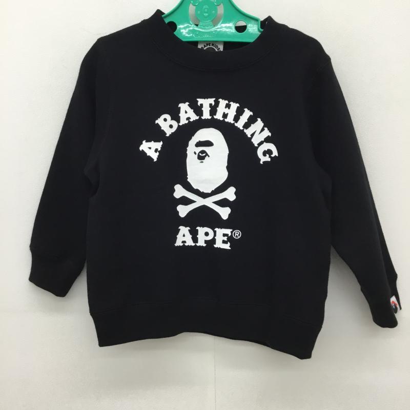 アベイシングエイプ A BATHING APE トレーナー 長袖 100cm ロゴ、文字 X プリント 黒 / ブラック /  ボーイズ USED 古着 中古 10134375