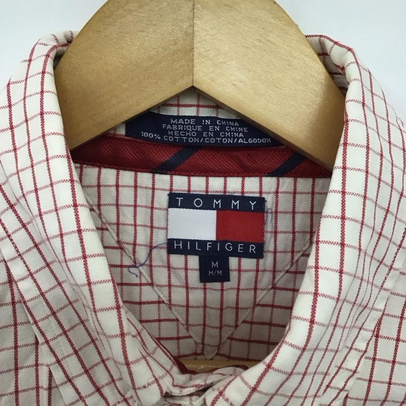 トミーヒルフィガー TOMMY HILFIGER シャツ、ブラウス 長袖 長袖シャツ チェックシャツ カラーシャツ ボタンダウンシャツ M チェック 白 / ホワイト / X 赤 / レッド /  メンズ USED 古着 中古 10148097