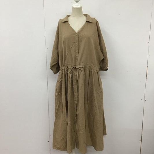 サマンサモスモス Samansa Mos2 ワンピース ロングスカート ygi-1104858 半袖ロングワンピース シャツワンピース リネン FREE 無地 ベージュ / ベージュ /  レディース USED 古着 中古 10108835