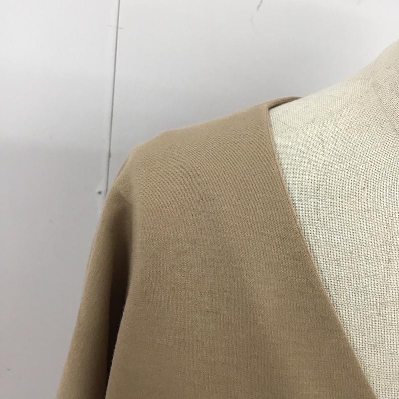 オペークドットクリップ OPAQUE.CLIP ワンピース ひざ丈スカート 637-55217 Vネック タグ付き 40 無地 ベージュ / ベージュ /  レディース USED 古着 中古 10112569