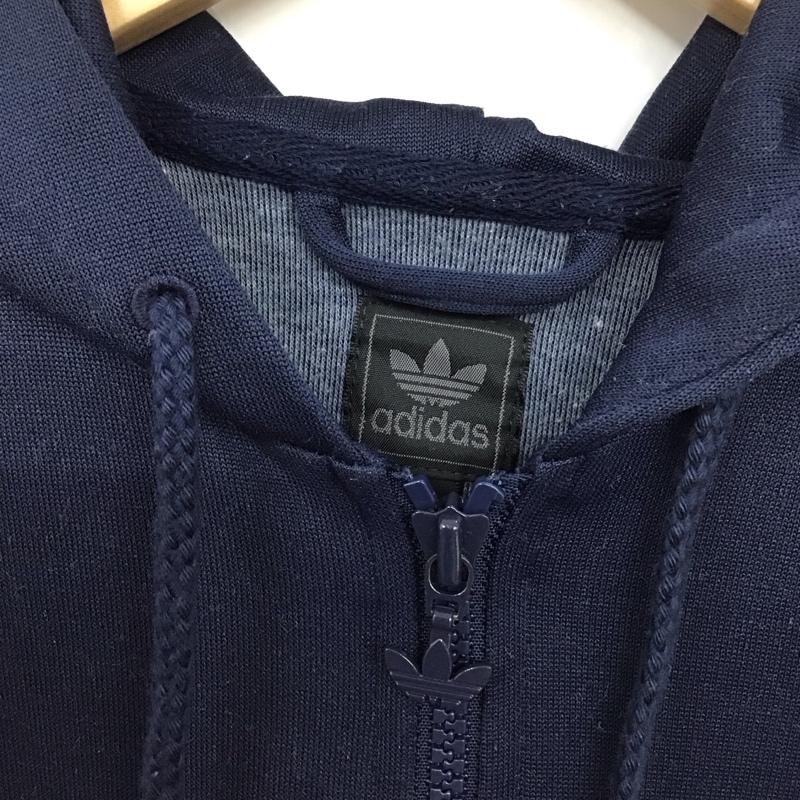 アディダス adidas パーカー 長袖 E98657 トラックジャージ フーディー XS ロゴ、文字 紺 / ネイビー /  メンズ USED 古着 中古 10123222