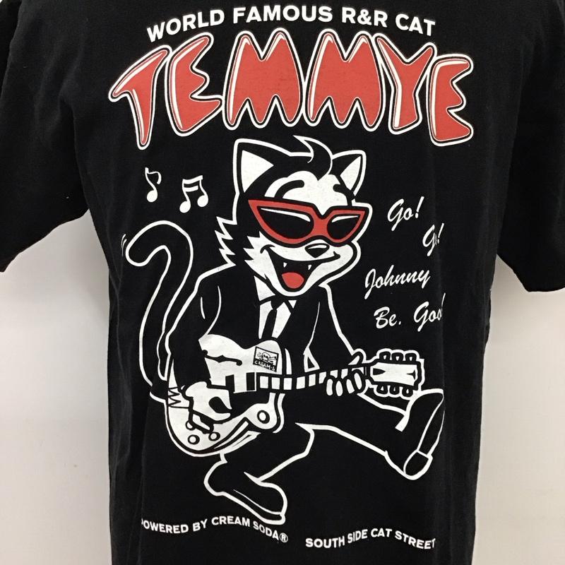 クリームソーダ CREAMSODA Tシャツ 半袖 TEMMYE クルーネック ロゴ XL プリント 黒 / ブラック /  メンズ USED 古着 中古 10119687
