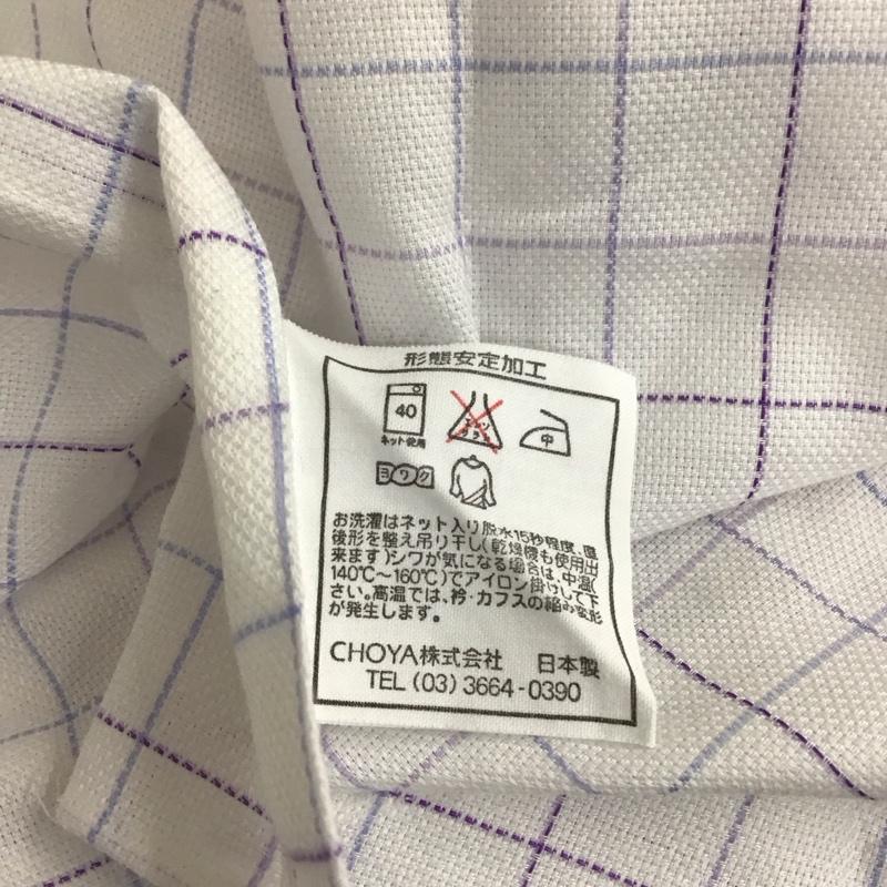 ジェフバンクス JEFFBANKS シャツ、ブラウス 長袖 ボタンダウン ワイシャツ チェック 白 / ホワイト / X 紫 / パープル /  メンズ USED 古着 中古 10117747