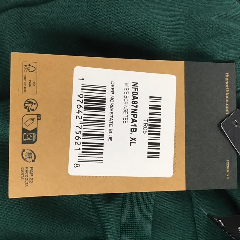 ザノースフェイス THE NORTH FACE Tシャツ 半袖 NF0A87NPA1B XL ロゴ、文字 X プリント 緑 / グリーン / X 紺 / ネイビー /  メンズ USED 古着 中古 10132521