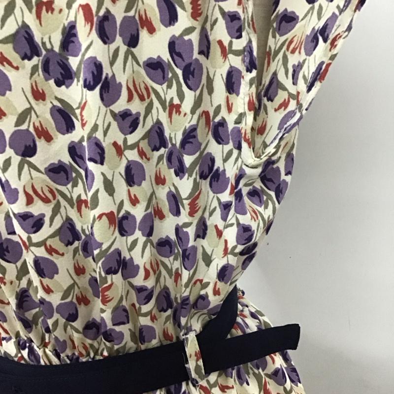 ナチュラルクチュール natural couture ワンピース ロングスカート 700870 フレンチスリーブ オープンカラー タグ付き FREE 花柄 マルチカラー / マルチカラー /  レディース USED 古着 中古 10114019