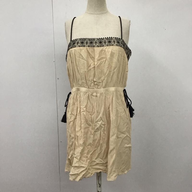 ザラベーシック ZARA BASIC ワンピース ひざ丈スカート 3633 057 070 ギャザー S 刺繍 黒 / ブラック / X ベージュ / ベージュ /  レディース USED 古着 中古 10123081