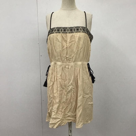 ザラベーシック ZARA BASIC ワンピース ひざ丈スカート 3633 057 070 ギャザー S 刺繍 黒 / ブラック / X ベージュ / ベージュ /  レディース USED 古着 中古 10123081