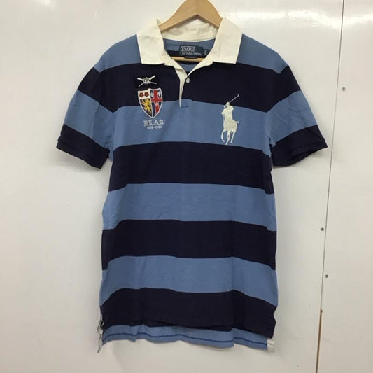 ポロバイラルフローレン Polo by RALPH LAUREN ポロシャツ 半袖 半袖ポロシャツ カラーシャツ 半袖カットソー L ボーダー柄 青 / ブルー / X 水色 / ライトブルー /  メンズ USED 古着 中古 10134944