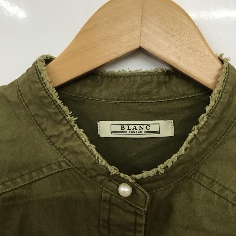 ブランク BLANK シャツ、ブラウス 長袖 長袖シャツ ノーカラーシャツ 前開きシャツ 38 無地 カーキ / カーキ /  レディース USED 古着 中古 10132936