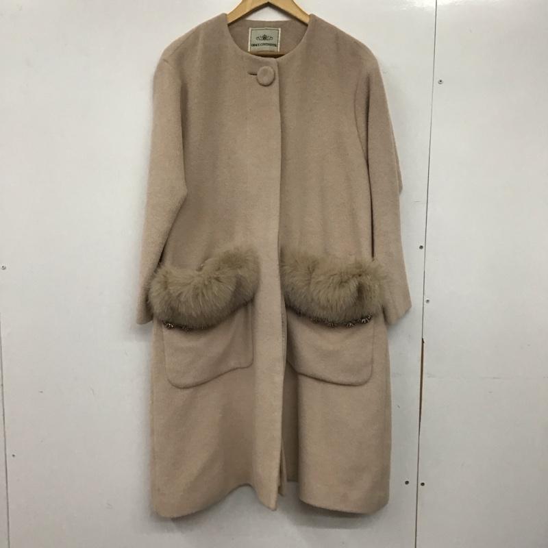 グレースコンチネンタル GRACE CONTINENTAL コート コート一般 1636 9070-1 ノーカラー ビジュー 34 無地 桃 / ピンク /  レディース USED 古着 中古 10144981