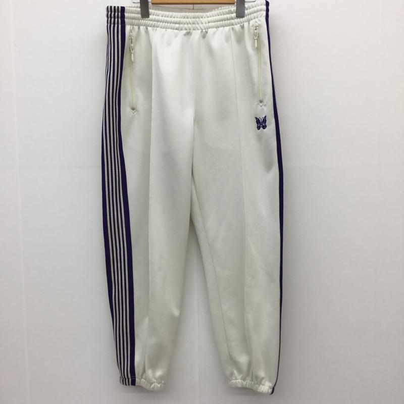 ニードルス Needles パンツ ワークパンツ、ペインターパンツ NEEDLES ジップド トラックパンツ ジャージ 23SS MR289 M 刺繍 白 / ホワイト / X 紫 / パープル /  メンズ USED 古着 中古 10115041