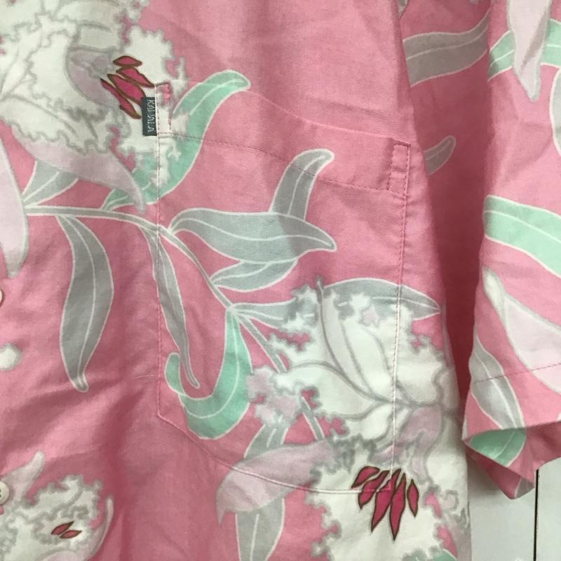 古着 USED シャツ、ブラウス 半袖 半袖シャツ プリントシャツ ポケットシャツ アロハシャツ 90s kahala M プリント 白 / ホワイト / X 桃 / ピンク /  メンズ USED 古着 中古 10141030