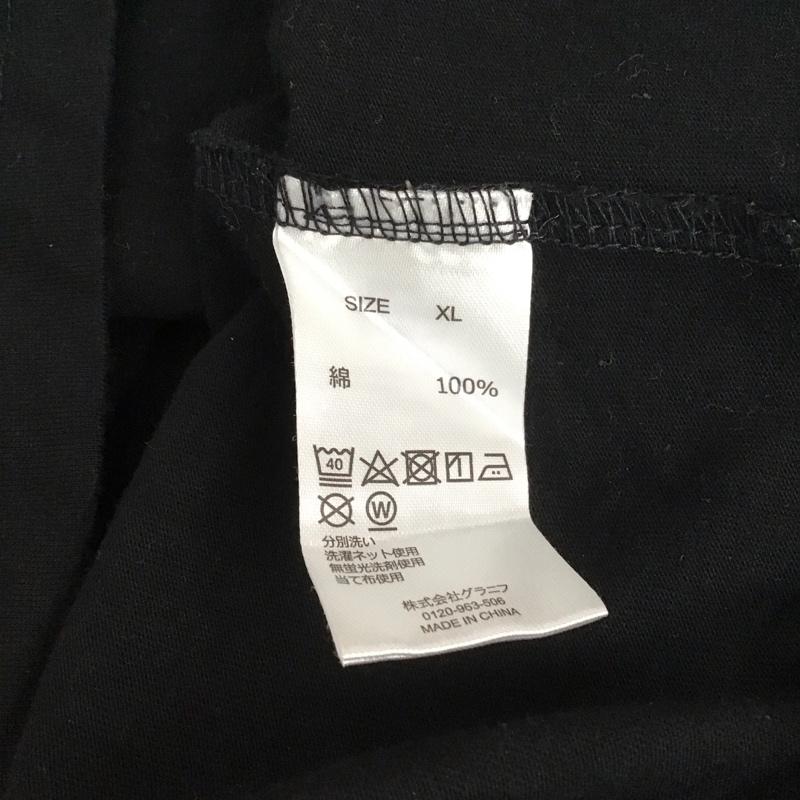 グラニフ graniph Tシャツ 半袖 半袖カットソー プリントTシャツ クルーネックカットソー XL プリント 黒 / ブラック /  メンズ USED 古着 中古 10149120