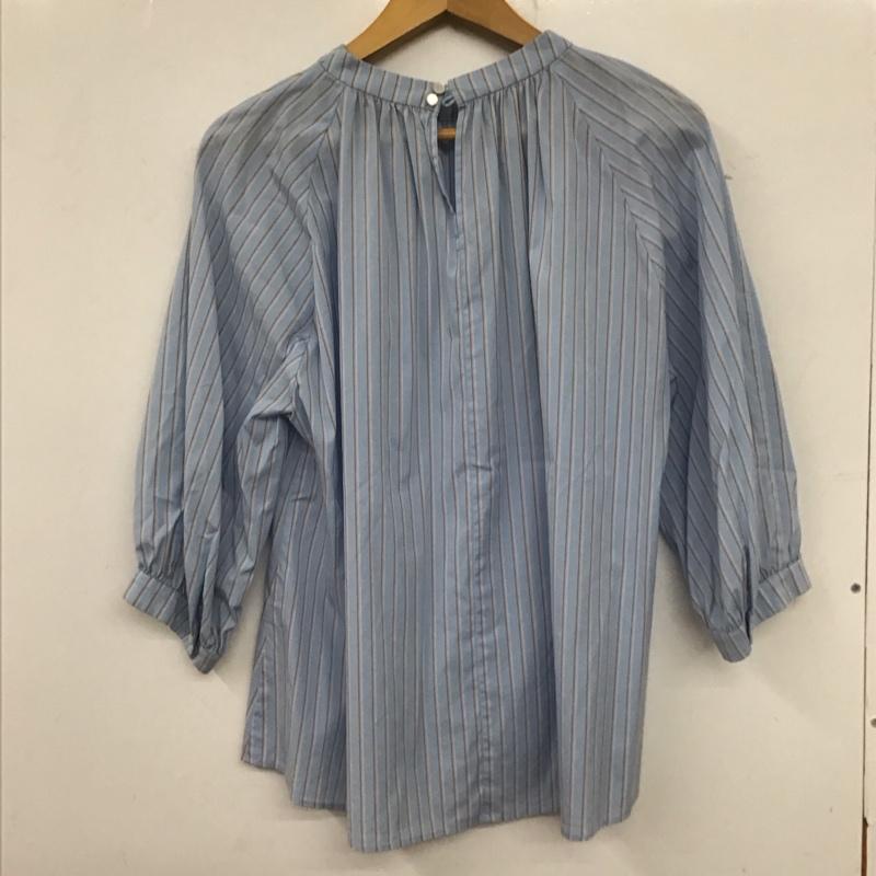 ユナイテッドアローズグリーンレーベルリラクシング UNITED ARROWS green label relaxing シャツ、ブラウス 長袖 3511-199-1268 CS コットン /N ブロード スタンド ギャザー ブラウス ストライプ 水色 / ライトブルー /  レディース USED 古着 中古 10136483