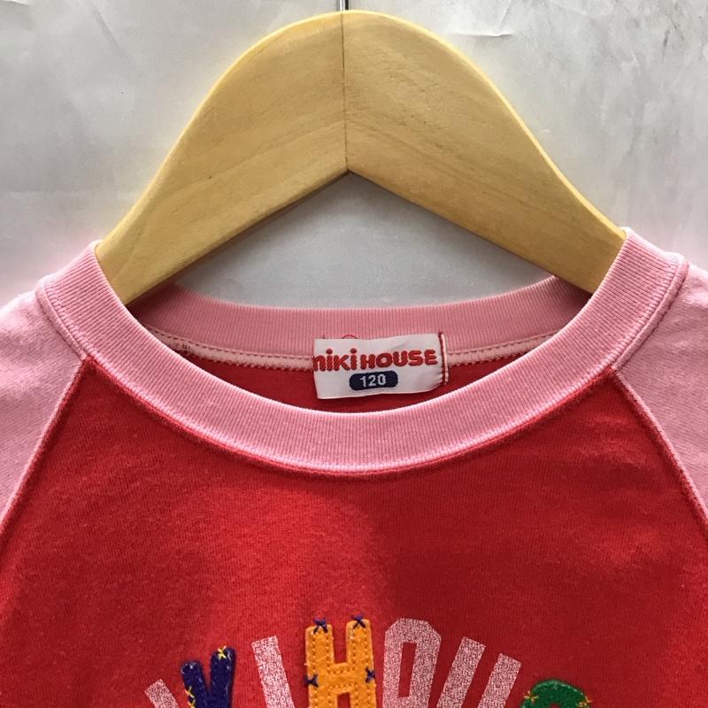 ミキハウス MIKIHOUSE Tシャツ 長袖 13-5224-238 ラグランスリーブ キッズ 120cm 120cm ロゴ、文字 桃 / ピンク / X 赤 / レッド /  ガールズ USED 古着 中古 10116901