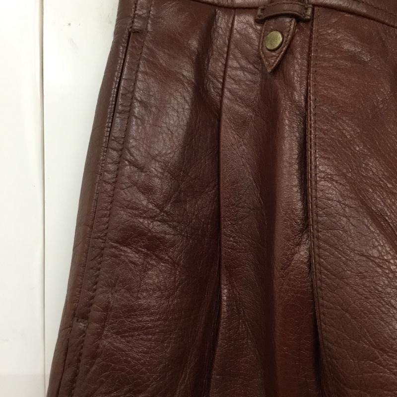 古着 USED パンツ デニム、ジーンズ duetrio 古着 レザーパンツ ワイドパンツ S 無地 茶 / ブラウン /  メンズ USED 古着 中古 10120671