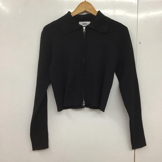 アズールバイマウジー AZUL BY MOUSSY カーディガン 長袖 250HAF70-053H ダブルジップリブニットカーディガン FREE 無地 黒 / ブラック /  レディース USED 古着 中古 10143859