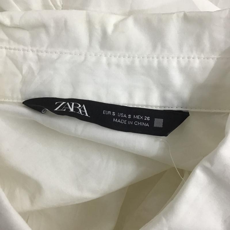 ザラ ZARA ワンピース ロングスカート 8741 901 250 フレアスリーブ ビッグカラー 半袖 S 無地 白 / ホワイト / X 黒 / ブラック /  レディース USED 古着 中古 10107161
