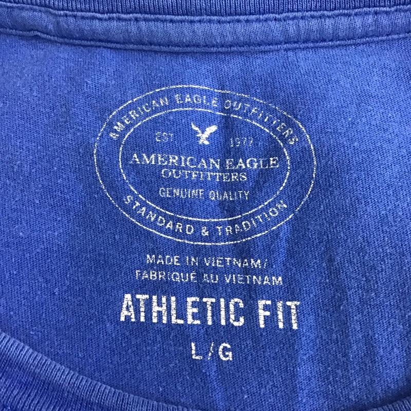 アメリカンイーグル AMERICANEAGLE Tシャツ 半袖 クルーネック L ロゴ、文字 青 / ブルー /  メンズ USED 古着 中古 10106941