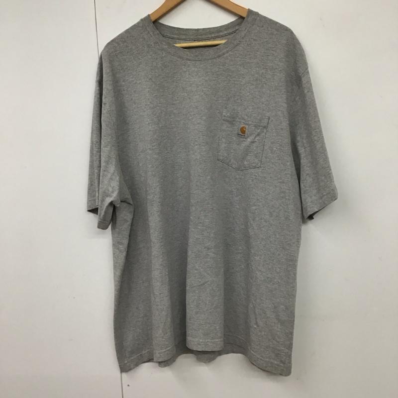 カーハート Carhartt Tシャツ 半袖 半袖カットソー プリントTシャツ クルーネックカットソー XXL ロゴ、文字 灰 / グレー /  メンズ USED 古着 中古 10131236