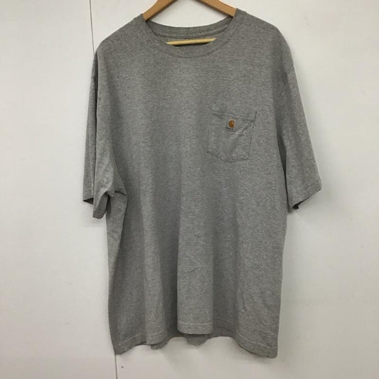 カーハート Carhartt Tシャツ 半袖 半袖カットソー プリントTシャツ クルーネックカットソー XXL ロゴ、文字 灰 / グレー /  メンズ USED 古着 中古 10131236