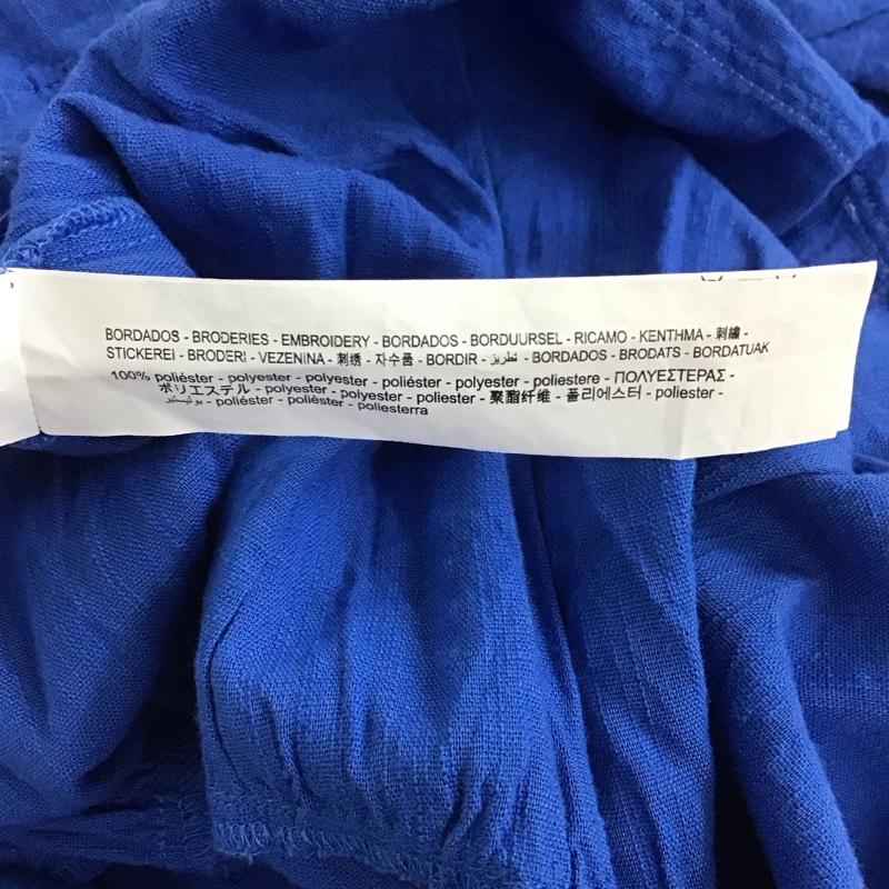 ザラ ZARA ワンピース ロングスカート 半袖ロングワンピース フレアスカート Vネック M 刺繍 青 / ブルー /  レディース USED 古着 中古 10147112