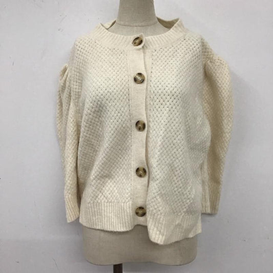 ザラ ZARA カーディガン 七分袖 L 無地 白 / ホワイト /  レディース USED 古着 中古 10106394
