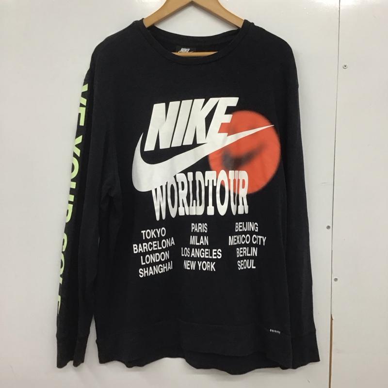 ナイキ NIKE カットソー 長袖 da0630-10 ワールドツアーロングスリーブトップ プリントTシャツ XL ロゴ、文字 黒 / ブラック /  メンズ USED 古着 中古 10146578