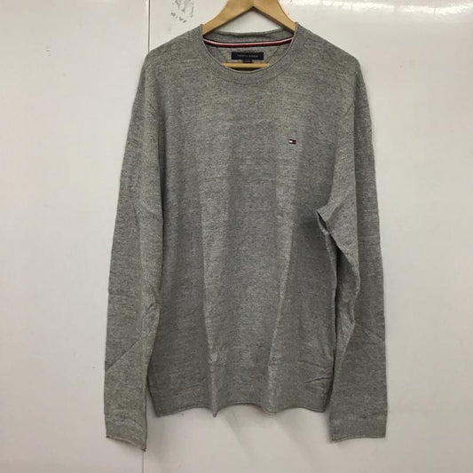 トミーヒルフィガー TOMMY HILFIGER ニット、セーター 長袖 XL 無地 灰 / グレー /  メンズ USED 古着 中古 10128562