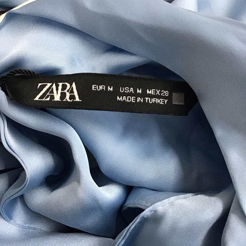 ザラ ZARA シャツ、ブラウス 長袖 2492 056 406 タグ付き ボウタイ付き プルオーバー M 無地 水色 / ライトブルー /  レディース USED 古着 中古 10112650
