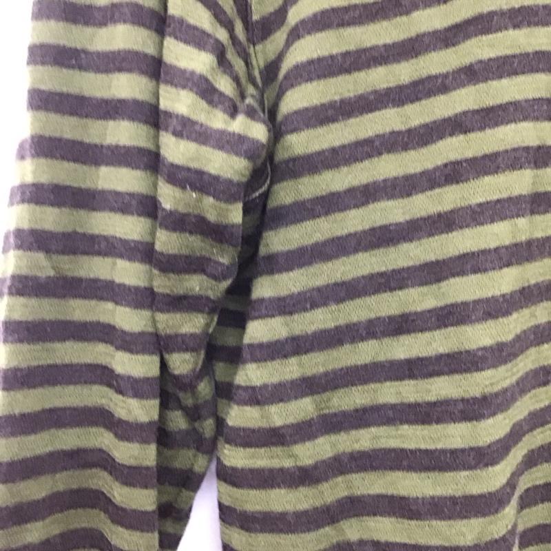 モンベル mont-bell カットソー 長袖 長袖カットソー クルーネックカットソー プリントカットソー M ボーダー柄 カーキ / カーキ /  メンズ USED 古着 中古 10142415