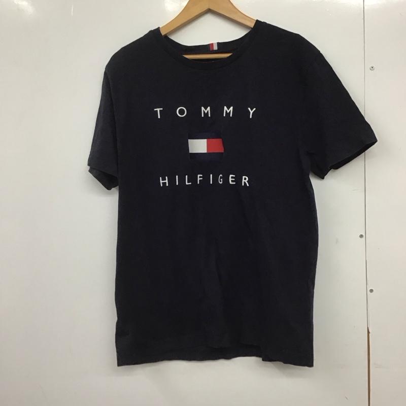 トミーヒルフィガー TOMMY HILFIGER Tシャツ 半袖 半袖カットソー プリントTシャツ クルーネックカットソー XL ロゴ、文字 紺 / ネイビー /  メンズ USED 古着 中古 10146439