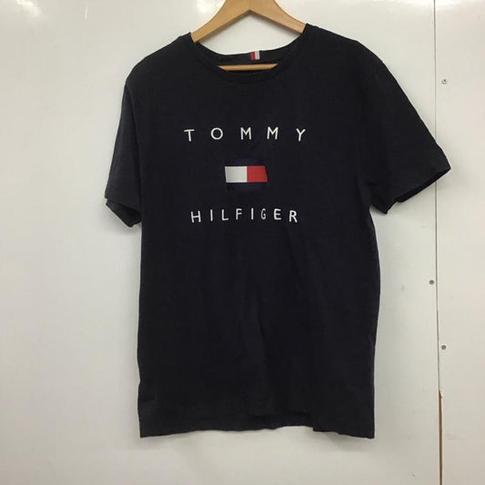 トミーヒルフィガー TOMMY HILFIGER Tシャツ 半袖 半袖カットソー プリントTシャツ クルーネックカットソー XL ロゴ、文字 紺 / ネイビー /  メンズ USED 古着 中古 10146439