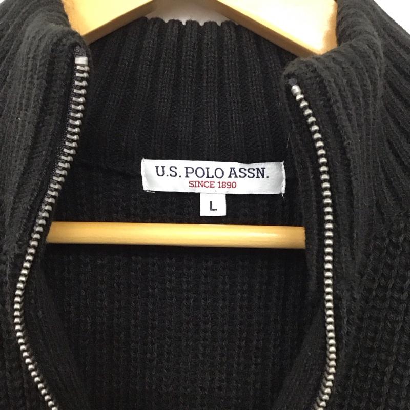 ユーエスポロアッスン U.S.POLO ASSN. ニット、セーター 長袖 長袖ニットカットソー スタンドネック セーター L ロゴ、文字 黒 / ブラック /  メンズ USED 古着 中古 10132005
