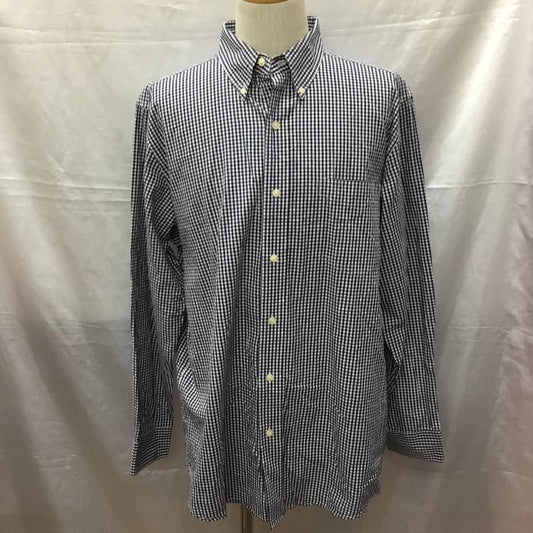 チャップス CHAPS シャツ、ブラウス 長袖 ボタンダウン 胸ポケット L チェック 白 / ホワイト / X 紺 / ネイビー /  メンズ USED 古着 中古 10115540