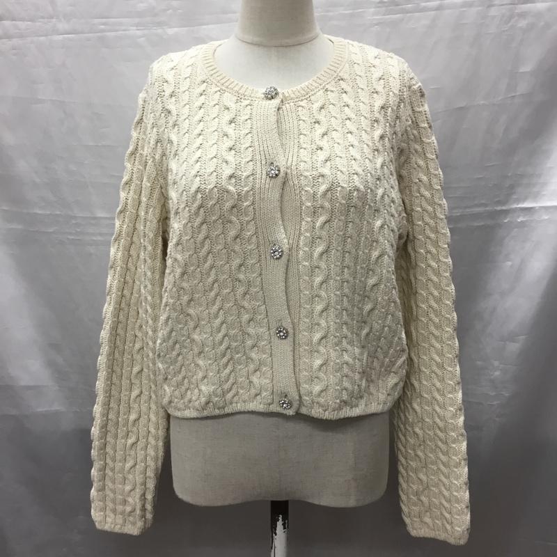 ザラ ZARA カーディガン 長袖 5802 033 712 クルーネック ビジュー S 無地 オフホワイト / オフホワイト /  レディース USED 古着 中古 10118370