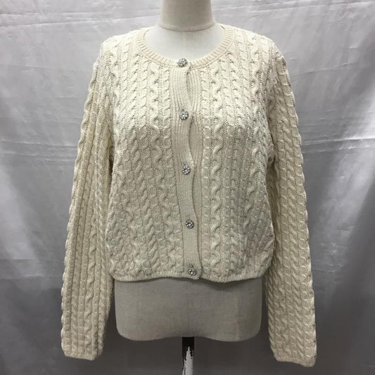 ザラ ZARA カーディガン 長袖 5802 033 712 クルーネック ビジュー S 無地 オフホワイト / オフホワイト /  レディース USED 古着 中古 10118370