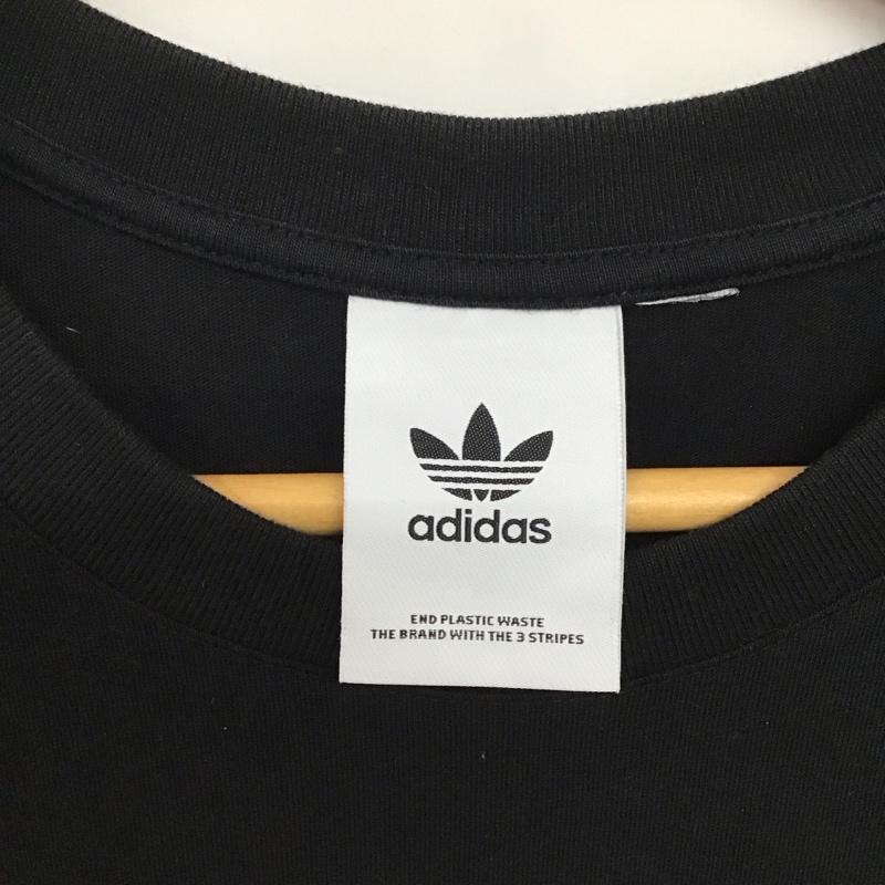 アディダス adidas Tシャツ 半袖 半袖カットソー プリントTシャツ クルーネックカットソー ロゴ、文字 黒 / ブラック /  メンズ USED 古着 中古 10135849