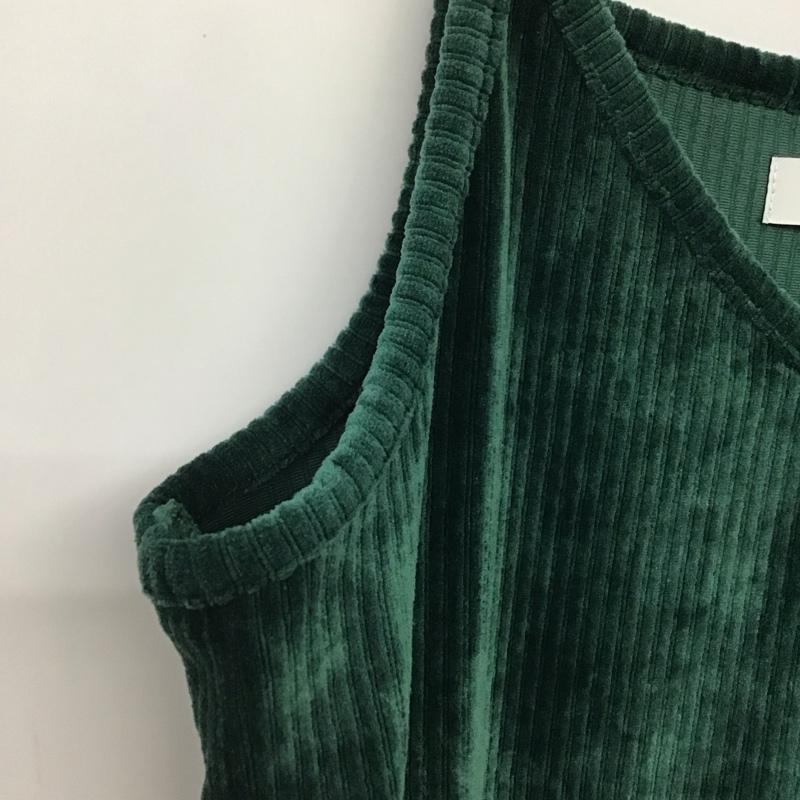 セシルマクビー CECIL McBEE ワンピース ロングスカート コーデュロイワンピース タイトワンピース キャミワンピ M 無地 緑 / グリーン /  レディース USED 古着 中古 10141303