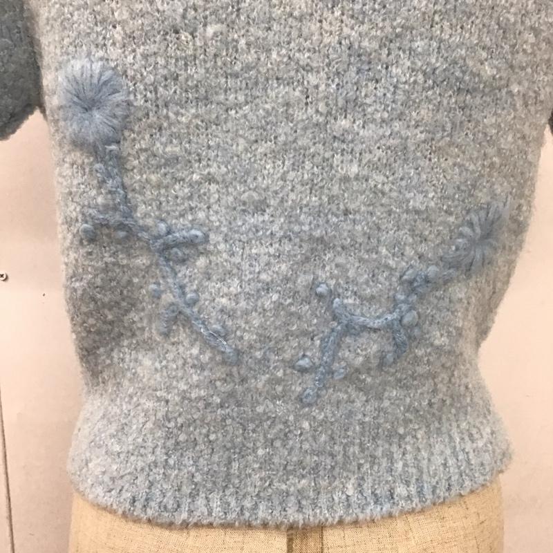 ザラ ZARA カーディガン 半袖 半袖ニットカーディガン 前開き S 刺繍 青 / ブルー /  レディース USED 古着 中古 10118528