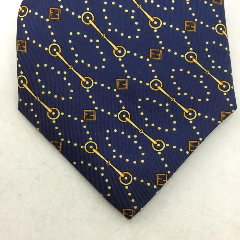 フェンディ FENDI ネクタイ ネクタイ シルク 総柄 紺 / ネイビー /  メンズ USED 古着 中古 10141639