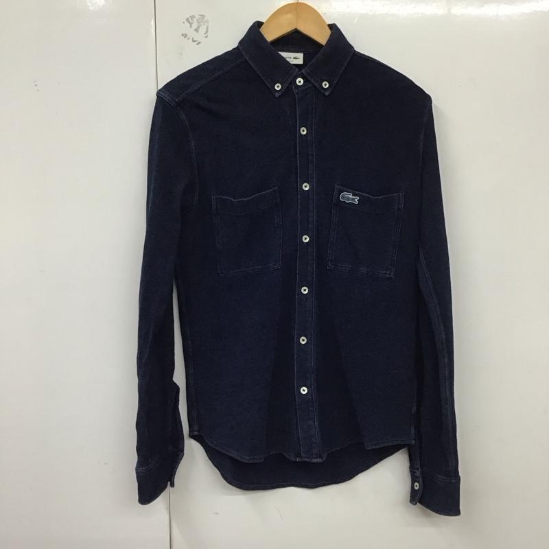 ラコステ LACOSTE シャツ、ブラウス 長袖 長袖シャツ 無地シャツ カラーシャツ ボタンダウンシャツ 3 ロゴ、文字 インディゴ / インディゴ /  メンズ USED 古着 中古 10129082