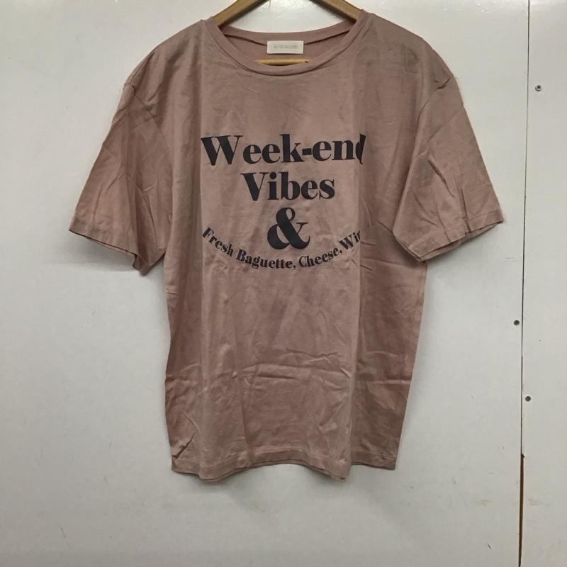 リヴドロワ RIVE DROITE Tシャツ 半袖 半袖カットソー プリントTシャツ クルーネックカットソー FREE ロゴ、文字 桃 / ピンク /  レディース USED 古着 中古 10135074