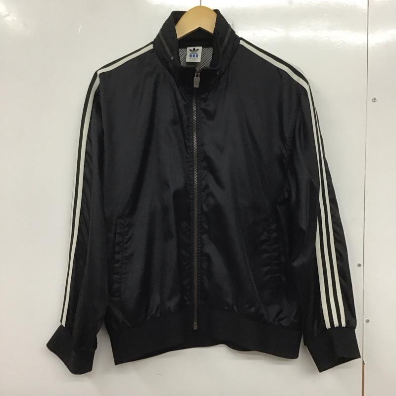 アディダス adidas ジャケット、上着 ジャケット、ブレザー ジップアップジャケット ナイロンジャケット アウター M ロゴ、文字 黒 / ブラック /  メンズ USED 古着 中古 10138728