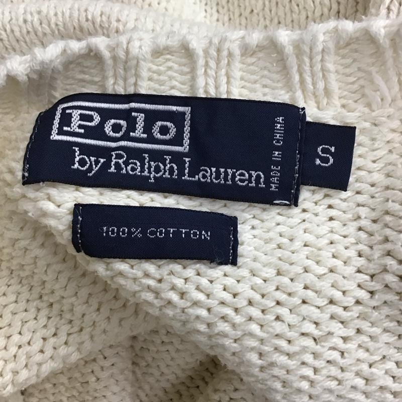 ポロバイラルフローレン Polo by RALPH LAUREN ニット、セーター 長袖 長袖ニットカットソー ニット セーター Vネックニット S ロゴ、文字 白 / ホワイト /  メンズ USED 古着 中古 10117259