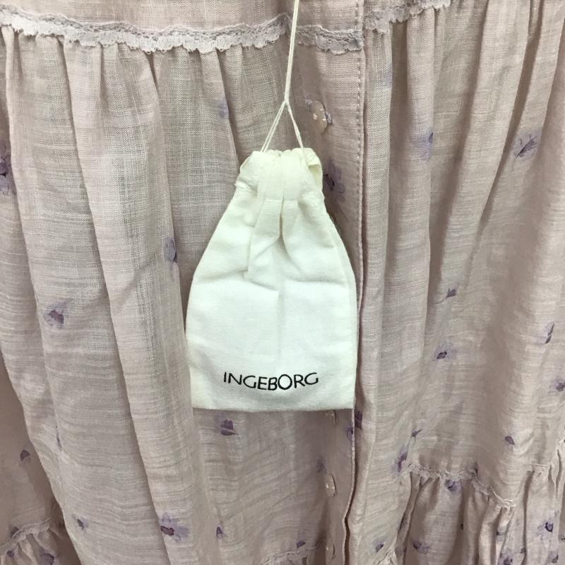 インゲボルグ INGEBORG スカート ロングスカート P029QFS11 コットン ティアードスカート フロントボタン S 花柄 桃 / ピンク /  レディース USED 古着 中古 10108602