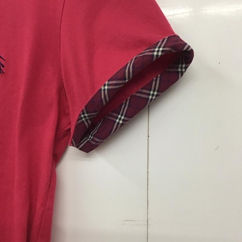 バーバリーブラックレーベル BURBERRY BLACK LABEL Tシャツ 半袖 半袖カットソー プリントTシャツ Vネックカットソー 2 ロゴ、文字 マゼンタ / マゼンタ /  メンズ USED 古着 中古 10142407