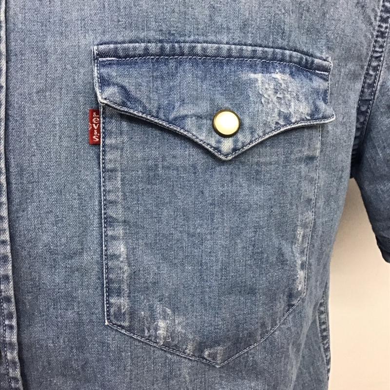 リーバイス Levi s シャツ、ブラウス 半袖 半袖シャツ カラーシャツ 半袖カットソー デニムシャツ M 無地 インディゴ / インディゴ /  メンズ USED 古着 中古 10115150