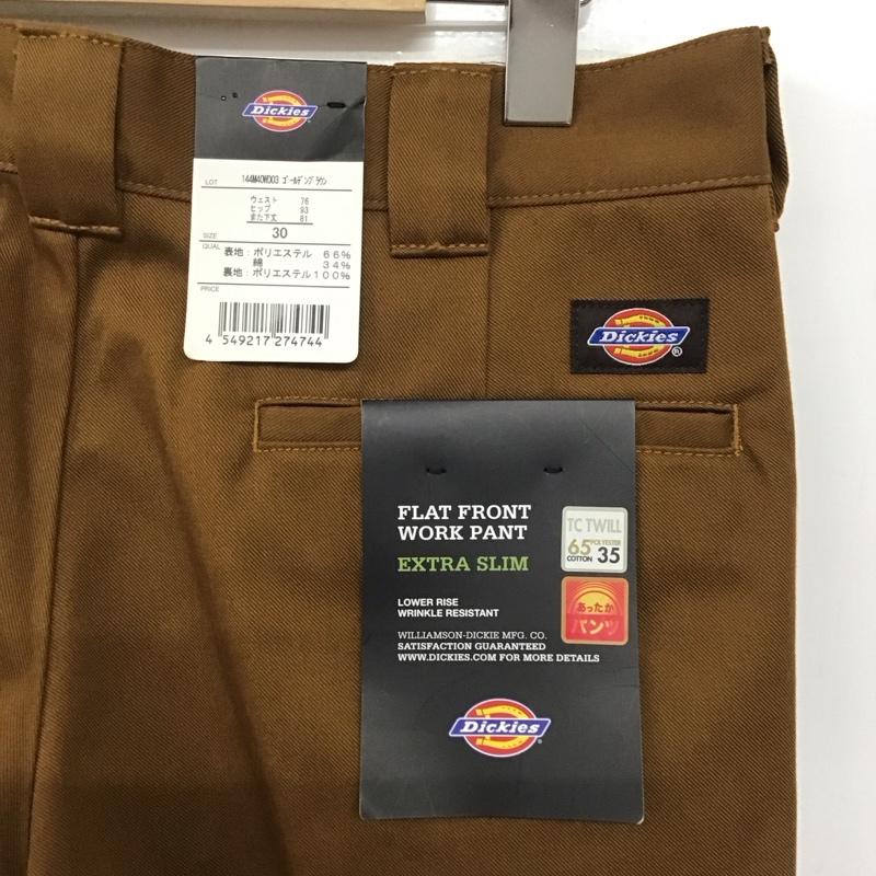 ディッキーズ Dickies パンツ ワークパンツ、ペインターパンツ 144m40wd03 TCツイル デニムテーパード ワイドパンツ 30インチ 無地 茶 / ブラウン /  メンズ USED 古着 中古 10141405